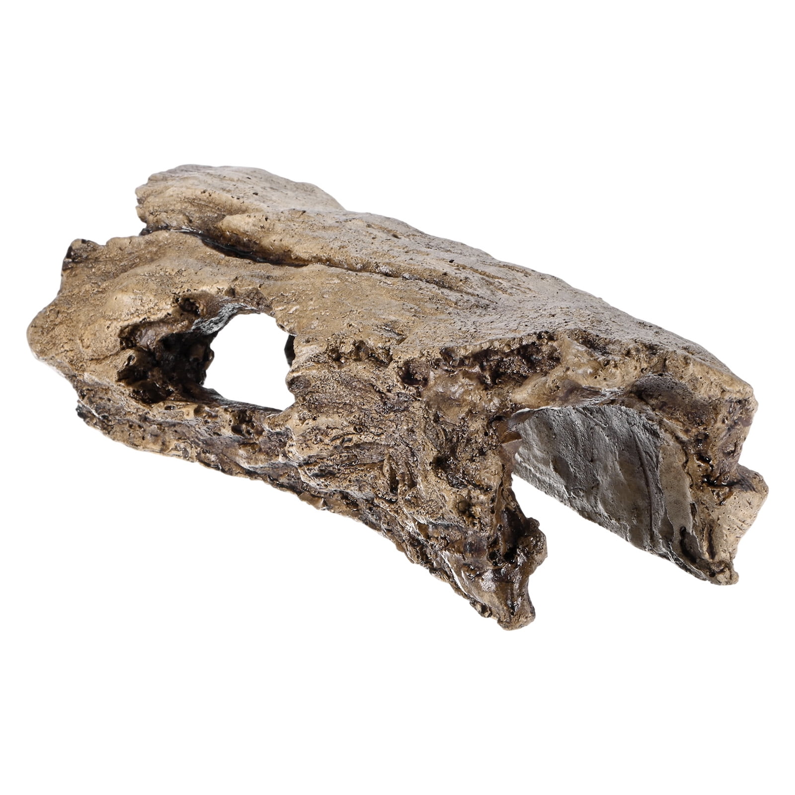 1-Pack Reptile Hide Basking Platform, Cement Reptile Tank Decor, Small Brown Bearded Dragon Tank Accessories for Turtle/Gecko