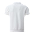 thumbnail image 5 of IWRICH Men's Texture Full Zip Polo Shirts Short Sleeve Jacquard Tees Solid Color Casual Trendy Summer Holiday Tops White XL, 5 of 5