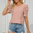 thumbnail image 4 of Njoeus Women's Summer Shirt Crew Neck Eyelet Casual Tshirts Womens Casual Tops Puff Sleeve Loose Blouses T Shirts Solid Color S-XXL, 4 of 9