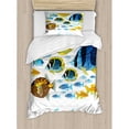 thumbnail image 3 of Fish Duvet Cover Set Queen Size, Vivid Underwater Wild Life with Freshwater Tropical Fish Creatures Sea Theme Artwork, Decorative 3 Piece Bedding Set with 2 Pillow Shams, Multicolor, by Ambesonne, 3 of 3