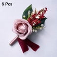 thumbnail image 2 of 6 piezas de boutonnieres rosa profundo para hombres, novios, padrinos y novias, 2 of 7