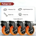 thumbnail image 4 of HOLKIE 4 inch Swivel Caster Wheels with Safety Total Lock,(4 pack)360 Degree Heavy Duty Plate Casters,Orange, 4 of 8
