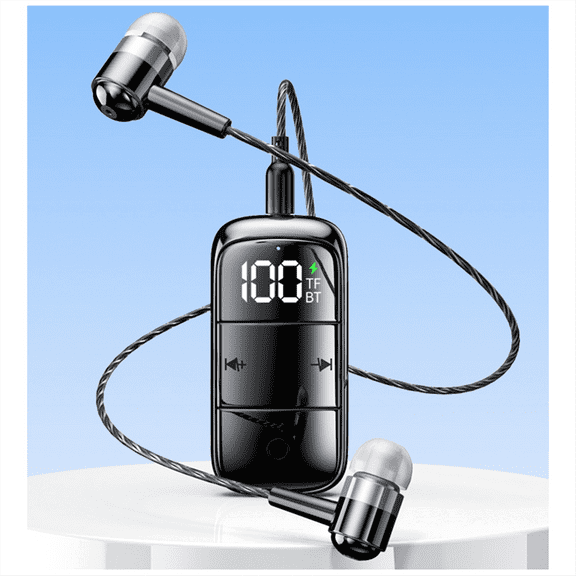 Bluetooth 5.3 Receiver with Earphone ANC ENC Noise Cancelling 3.5mm AUX Wireless Audio Adapter with Mic,1 x Bluetooth Receiver With Earphone,Black