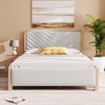 thumbnail image 2 of Modern Mid-Century Queen Upholstered Platform Bed Frame with Tufted Headboard and Solid Wood Legs, Gray, 2 of 8