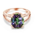 thumbnail image 2 of Gem Stone King 18K Rose Gold Plated Silver Green Mystic Quartz Ring for Women (4.48 Cttw, Oval 12X10MM, Gemstone Birthstone, Available in Size 5, 6, 7, 8, 9), 2 of 4