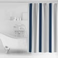 thumbnail image 4 of Extra Long Shower Curtain 72x96 Inch, Navy Blue Striped Shower Curtain Waterproof Bathroom Decor Geometric Grey White Vertical Stripes Fabric Bath Curtain Set Accessories with Hooks, 4 of 6