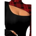 thumbnail image 3 of DYMADE Women Fashion Printed Half High Collar Long Sleeve Slim Elegant Top, 3 of 4
