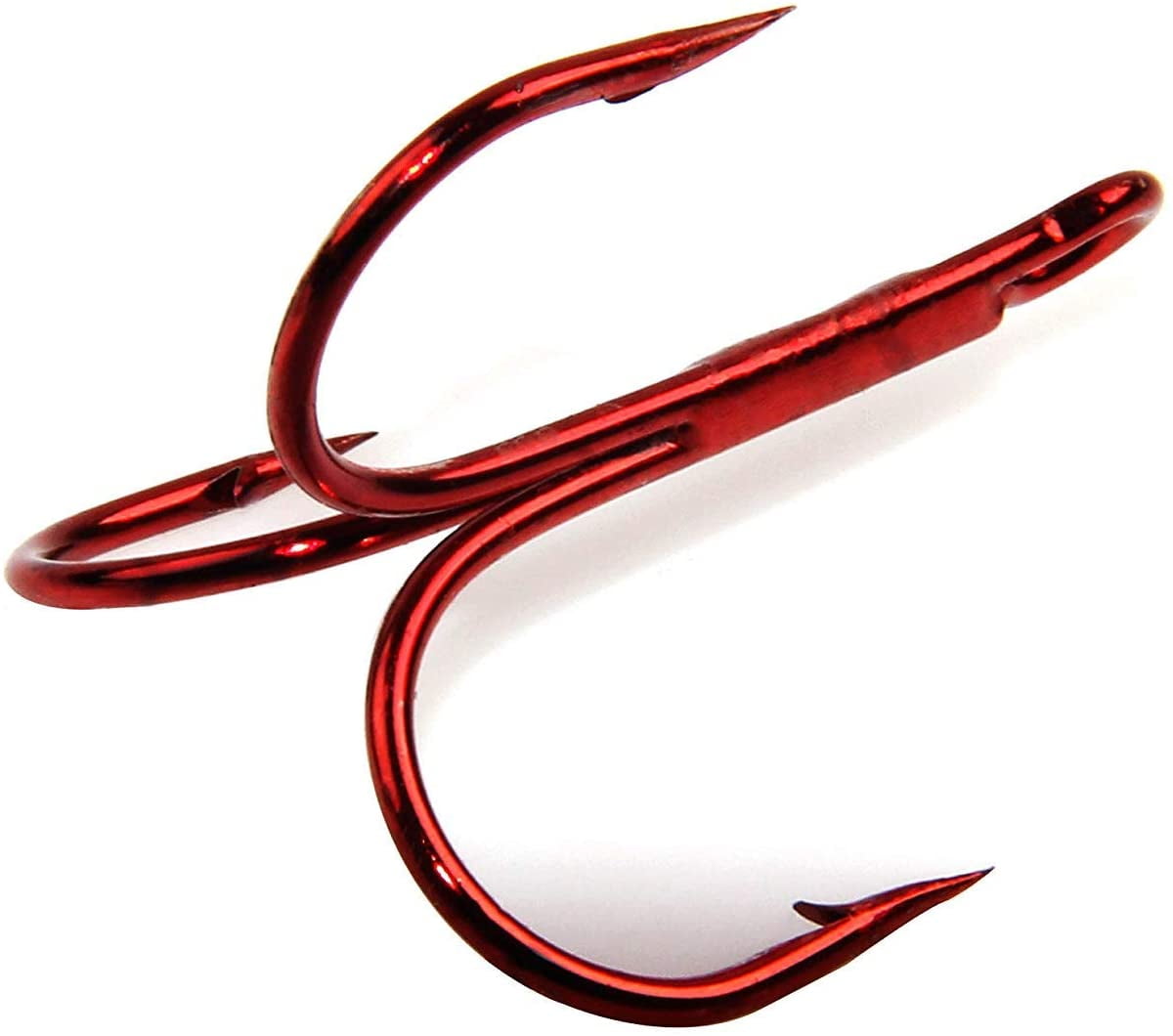 100PCS/lot Fishing Hook Sharpened Treble Hooks Fishhook Tackle Red Size 1/0#-14# 