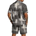 thumbnail image 5 of Men's 2 Piece Summer Outfits Texture Pattern Short Sleeve Shirt and Shorts Matching Set for Beach Cruise Resort Vacation, 5 of 6