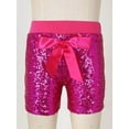 thumbnail image 5 of iiniim Girls Boys Sequins Dance Shorts with Bowknot Training Gymnastics Hip Hop Rave A Hot Pink 7-8, 5 of 7