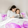 thumbnail image 6 of Feelyou Cute Princess Ribbon Queen Comforter Set for Teens, Purple Watercoor Bow Bedding Sets, Kawaii Stars Print Reversible Bedding Comforter Set, Super Cozy Room Decor, 3pcs, 6 of 9