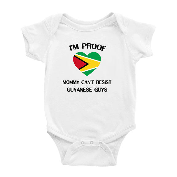 I'm Proof Mommy Can't Resist Guyanese Guys Cute Baby Bodysuit (White, 18-24 Months)