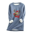 thumbnail image 1 of Hauts à Col Haut pour Femmes Automne et Hiver Mode Décontractée Tempérament Peluche Chaude sous-Couche Imprimé de Noël Chandail Manches Longues Col Rond Long Pulls de Noël pour Femmes, 1 of 5