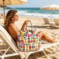 thumbnail image 6 of BiFandian Small Beach Tote Bag for Women, Waterproof Sandproof Canvas Beach Bag with Durable Zipper Pockets, Summer Lightweight Beach Tote for Travel, Vacation, Pool, Gym, Shopping and Daily Errands, 6 of 6