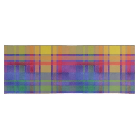Multi Color Plaid Checkered Pattern Kitchen Rug Mat,Kitchen Runner Rugs Non Skid Washable,Decorative Kitchen Floor Mats for Kitchen,Sink,Laundry,17"X47"