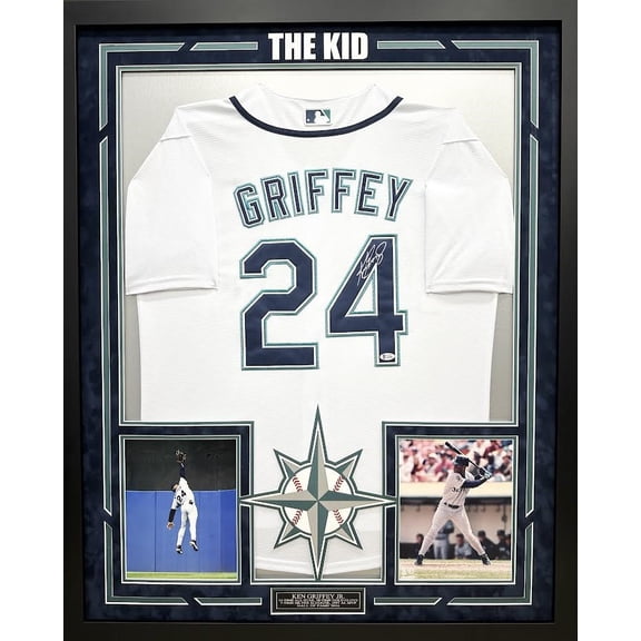 Ken Griffey Jr. Autographed Hand Signed Custom Framed Seattle Mariners Jersey - Beckett COA