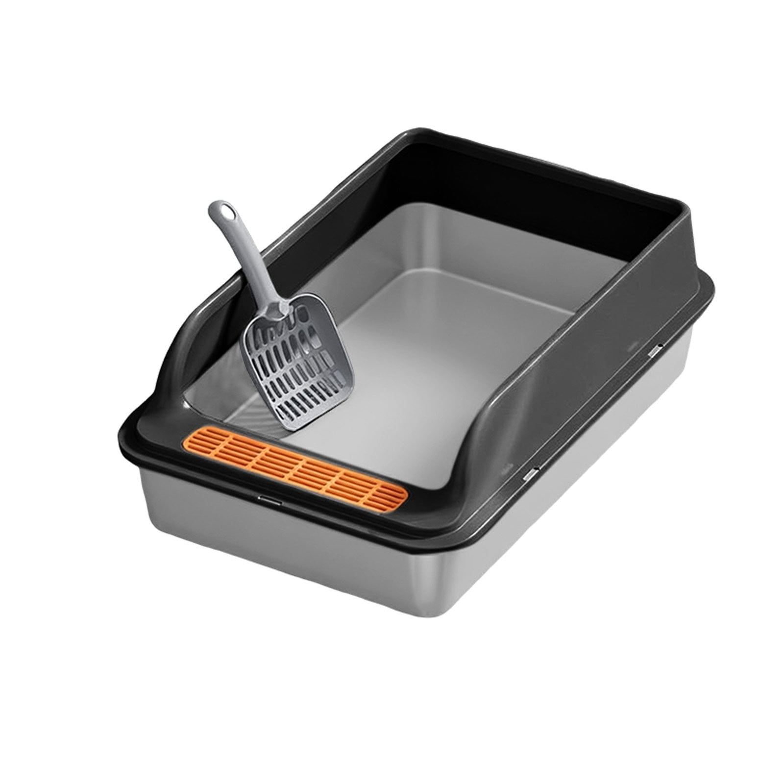 Extra Large Stainless Steel Sifting Litter Box with Lid for Pellets Big Cats Metal Pellet Litter Pan System Odor Control