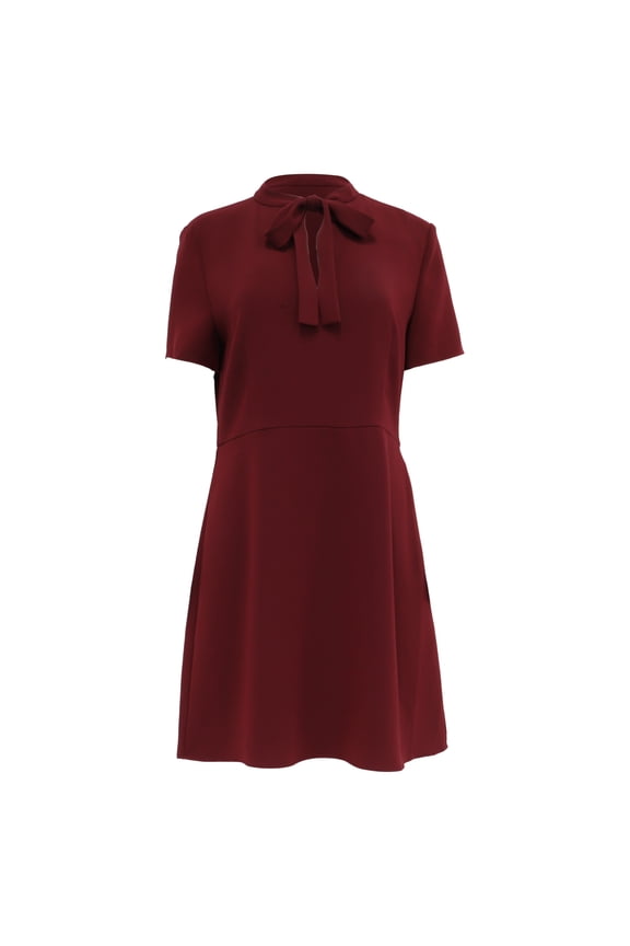 Pre-Owned Theory Tie-Neck Mini Dress in Burgundy Triacetate