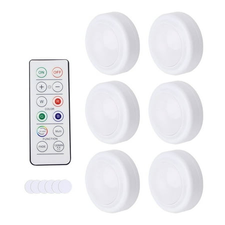 

Ekeka Free Shipping 6pcs With Remote Control LED Puck Light Nursery Kitchen Under Cabinet 16 Colors