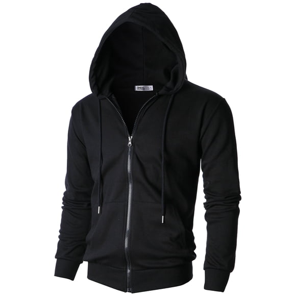Sudadera Ohoo DCF102 Slim Fit con Cierre y Capucha Negra