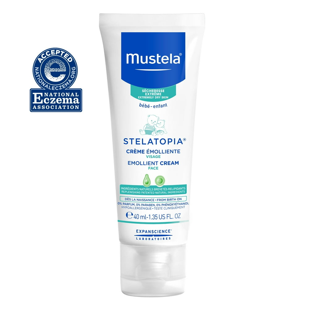 Mustela Stelatopia Baby Emollient Face Cream for Extremely Dry Skin, 1.