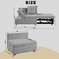 thumbnail image 3 of Llinc Store 3-in-1 Convertible Futon Sofa Bed with Adjustable Backrest, Single Sofa Bed with Pull Out Sleeper, Convertible Futon Chair for Living Room, Side Bag and 1 Lumbar Pillow, Light Gray, 3 of 9