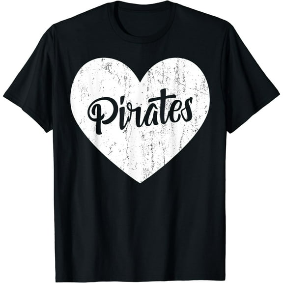 Pirates School Sports Fan Team Spirit Mascot Cute Heart Gift T-Shirt