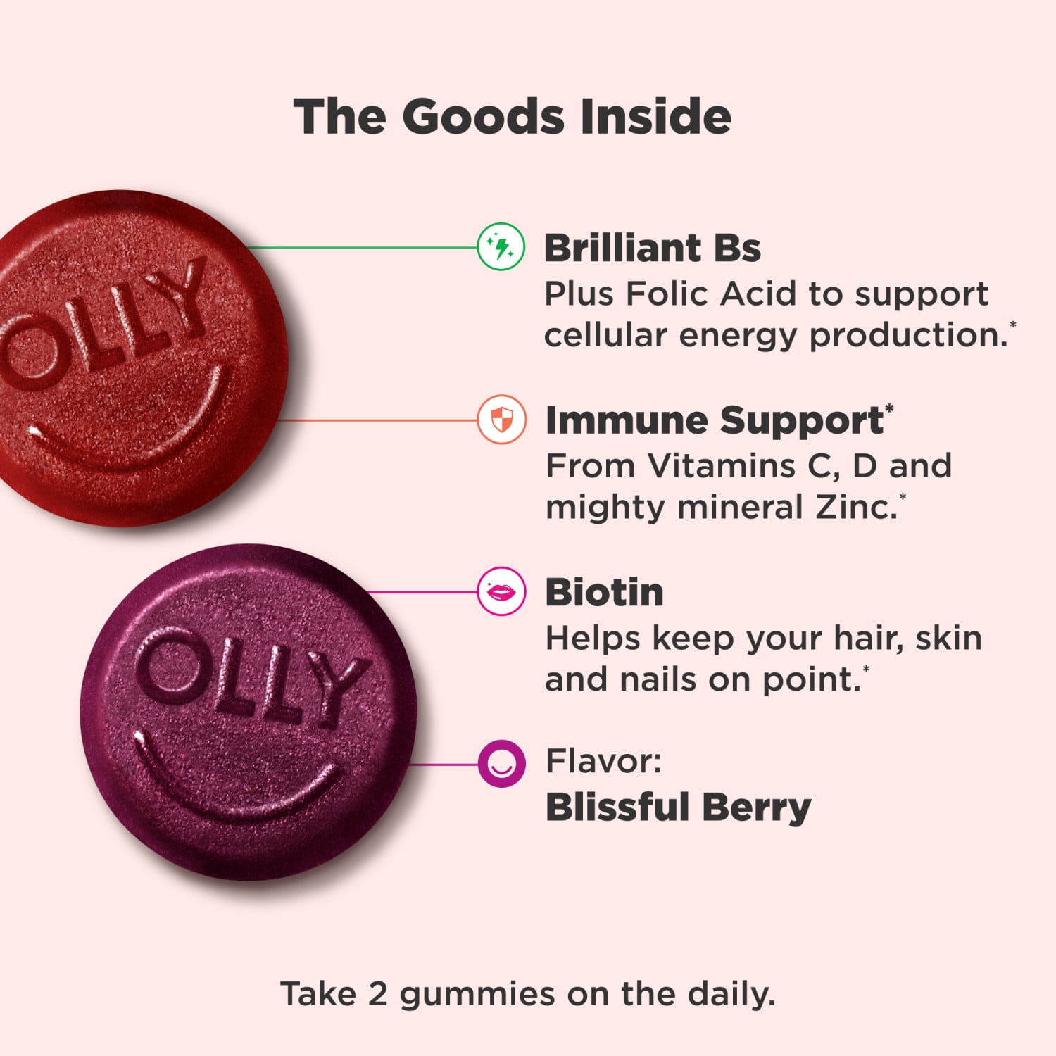 OLLY Women's Daily Multivitamin Gummy, Berry Flavor, 3-Pack, 90 Ct Ea