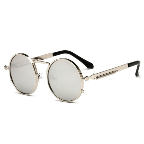 Round Metal Frame Sunglasses for Men and Women, Spring Punk Style, AC Lenses