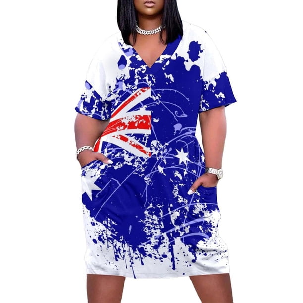 Vestido holgado con bolsillo y bandera australiana para mujer ropa de lujo para invitados de boda cumpleaños