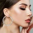 thumbnail image 1 of Fiudx Joyería Moda Personalidad de La Moda Aleación Diamante Pendientes Simples Pendientes de Moda, 1 of 6