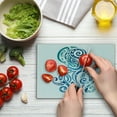 thumbnail image 4 of Octopus Cutting Board, Ornamental Marine Sea Animal with Curved Lines Underwater Wildlife, Decorative Tempered Glass Cutting and Serving Board, Small Size, Violet Blue Teal, by Ambesonne, 4 of 5