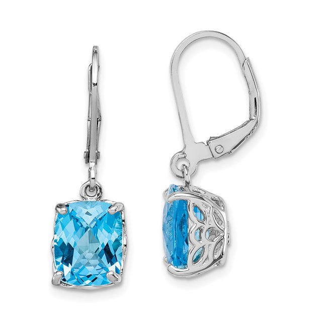 Boucles d'Oreilles Topaze Bleue en Argent 925 Drop Dangle