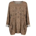 thumbnail image 4 of Long Sleeve Shirts for Women Pocketed Long Sleeve Casual Legging Match Work Blouse Womens Shirts Dressy Casual Khaki L, 4 of 5