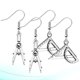 thumbnail image 5 of 2 pares de pendientes creativos de arquitecto, brújula, orejeras, joyería, triángulo, regla, colgante, aleación, regalo, adornos, decoración para disfraces., 5 of 8