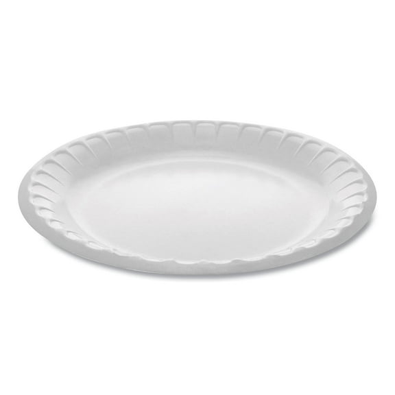Pactiv Laminated Foam Dinnerware, Plate, 8.88" Diameter, White, 500/carton