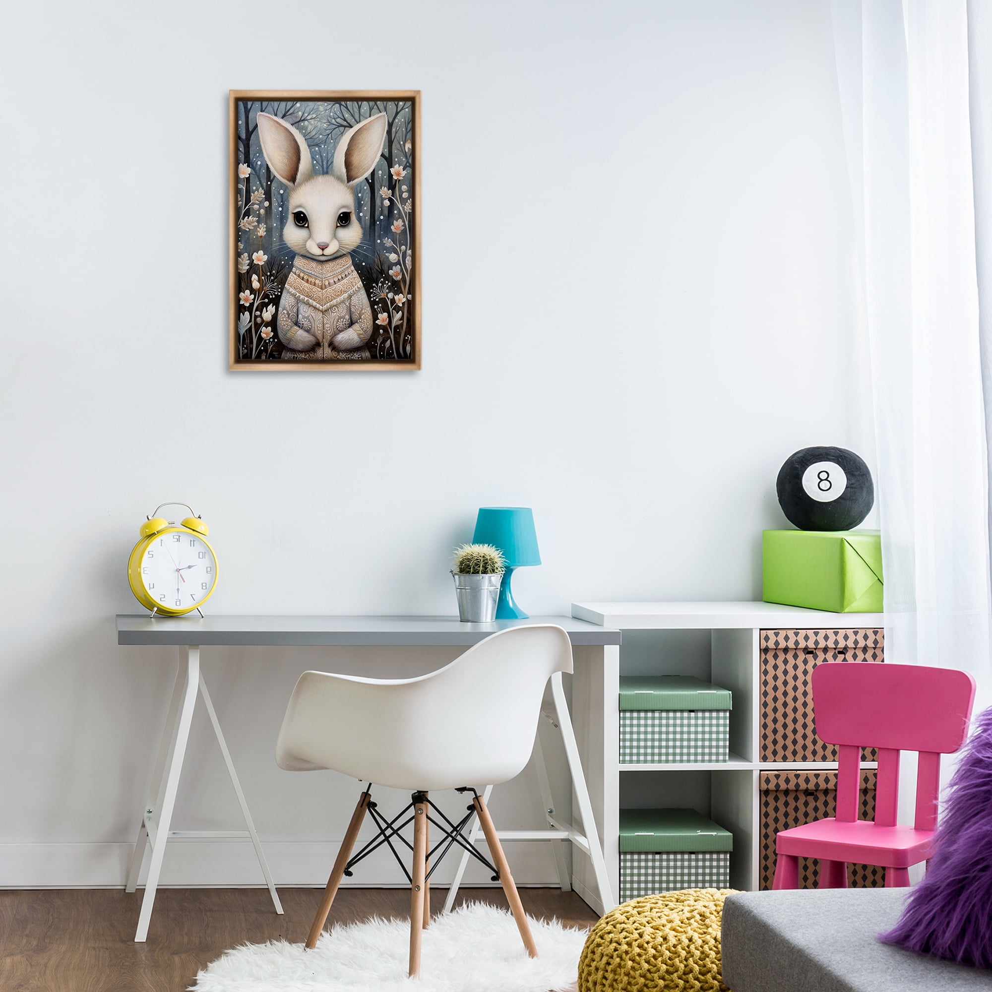 Stupell Industries Woodland White Rabbit Animals & Insects Painting Brown Floater Framed Art Print Wall Art, 17 x 25
