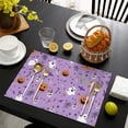 thumbnail image 4 of Purple Halloween Pattern Summer Placemats Table Placemats Set Of 4-Linen Kitchen Washable Placemats Table Mats 11.8"x17.7" Non-Slip Heat Resistant, 4 of 6