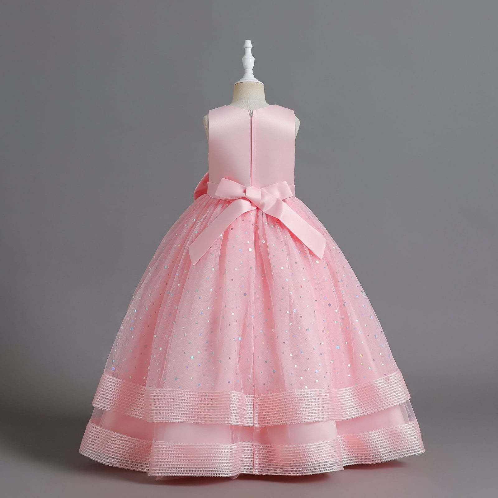 LUOGENLI Girls Dresses Size 14-16 Fancy Children's Sequin Children's Dress Big Bow Princess Dress Girl Flower Girl Dress Kids Dress Dresses for Girls 7-8 Years Old Fancy 10-11 Years