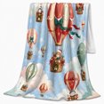 thumbnail image 2 of Whimsical Holiday Hot Air Balloon Scene Cheerful Festive, Festive Holiday Scene, Warm Flannel Blanket for Cabin and Lodge, Art Lovers Christmas Gift, Festive Home Decor, 2 of 9