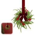 thumbnail image 2 of Christmas Artificial French Style Pine Wreath With Long Bow Rustic Elegant Christmas Wreath for Front Porch Door Window Wall Kitchen Cabinet Indoor Outdoor Decor, 2 of 7