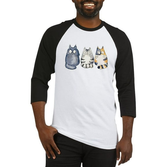 CafePress - Three 3 Cats Baseball Jersey - Cotton Baseball Jersey, 3/4 Raglan Sleeve Shirt