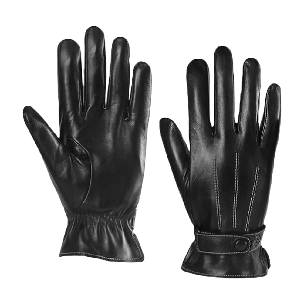 1 Pair PU Leather Winter Gloves Outdoor Windproof Warm Driving Gloves for Men