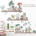 thumbnail image 3 of Adhesivo de pared de 1 pieza, adhesivo de pared de planta en maceta, decoración de pared con patrón de plantas y gatos verdes para dormitorio, sala de estar y cocina JAMW Sencillez, 3 of 5