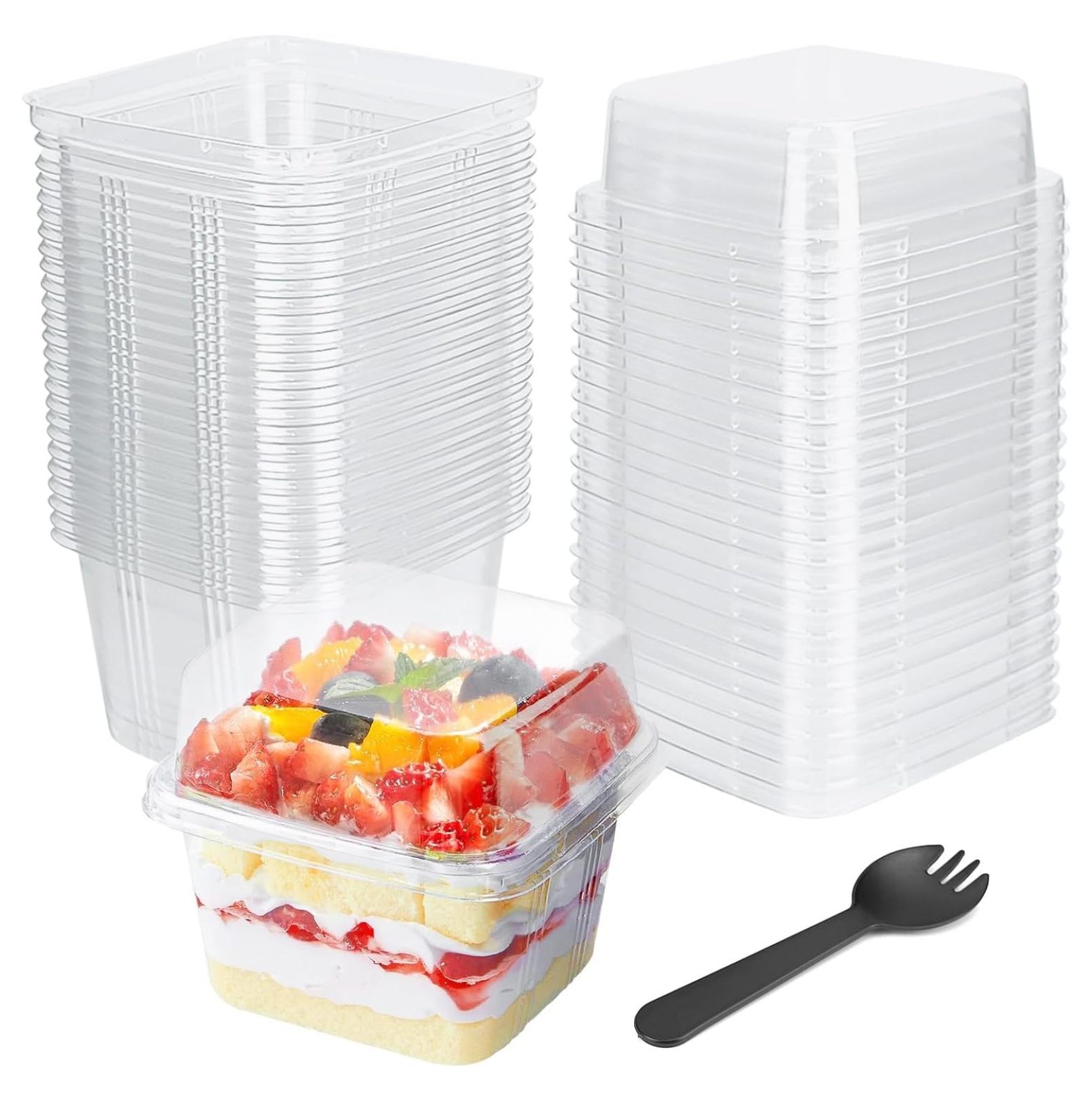 SEIION 55-Pack 5oz Clear Dessert Cups With Lids & Spoons – BPA-Free Disposable/Reusable Containers - View #7