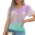 thumbnail image 7 of Enjoytime Tshirts For Women Color Block Short Sleeved Round Neck Tee Top Loose Comfy Women's Fashion Tops, 7 of 7