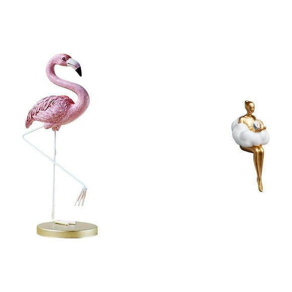 Lipstore Flamingo Resin Statue Sculpture Abstract Art Figurine Decorative Bird Ornament Resin Material Three Dimensional Design Suitable for Gift Giving Home D