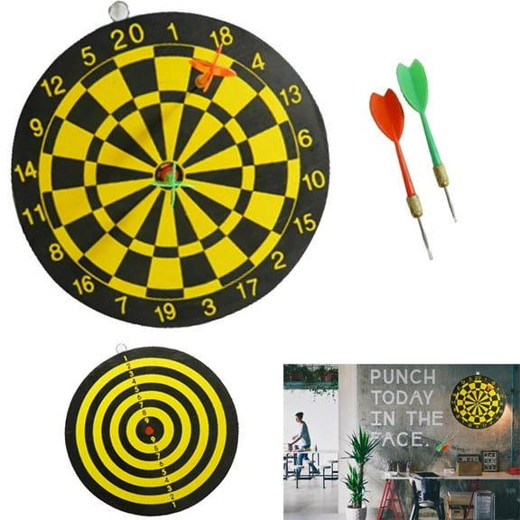 Dart Board Set 3pc Target Play Game Room Bar Man Cave Wall Hanging Dual Side 9.5