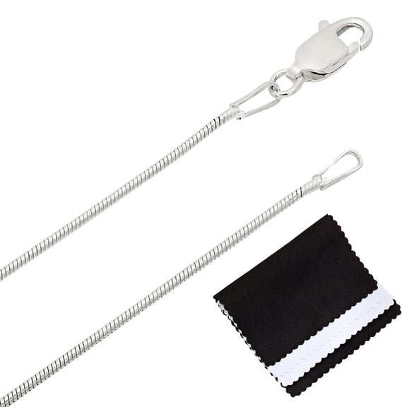 1.1mm Solid .925 Sterling Silver Round Snake Choker Chain Necklace, 14 inches Gift Box