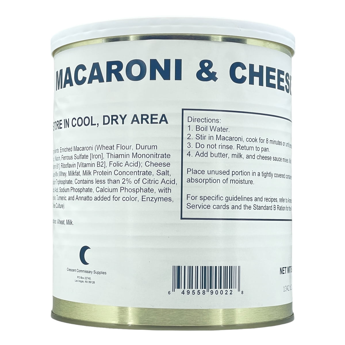 Military Surplus Emergency Food Macaroni & Cheese 58oz/#10 Can- 6 Cans